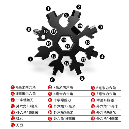 Taipeng multi-functional snowflake wrench multi-purpose inner hexagonal high carbon steel portable snowflake wrench tool white 1 piece