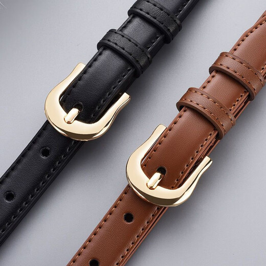 All small slim belt for women retro Hong Kong style pin buckle belt for women ins style jeans belt for military training students without hole punching black 105*1.8cm
