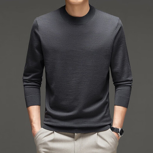 DVW cardigan men's pure wool thin machine washable sweater 2025 new spring and autumn solid color half turtleneck bottoming shirt white 100% pure wool L 175 recommended weight 135-150Jin Jin equals 0.5 kg