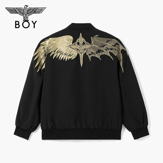 BOY LONDON Spring Unisex Jacket Black Gold Wings Embroidered Trendy Brand Warm Cotton Jacket N29009 Black XS