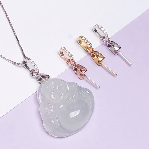 Fat Donglai's same style universal buckle 18k gold pendant Buddha Jade Jade connector melon seed connecting buckle lanyard necklace pin buckle white gold (925 silver gold plated)