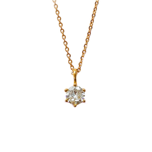 Fat Donglai same style 18k diamond necklace pendant 18K gold six-claw solitaire diamond for women classic 1 carat rose gold yellow l gold six-claw solitaire diamond necklace/50 points 18K gold