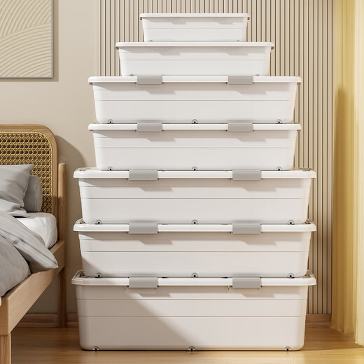 Lijie under-bed storage box flat large-capacity storage box student dormitory under-bed storage box cat litter box extra-large wheeled single opening lid and heightened version 61*41*22 gray