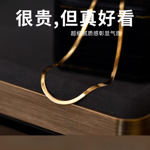 Feishengji 18K gold snake bone chain snake bone chain necklace for women, 925 silver gold-plated clavicle chain for men, light luxury, width 3.5mm, length 40+5cm - alloy + surface 24K yellow