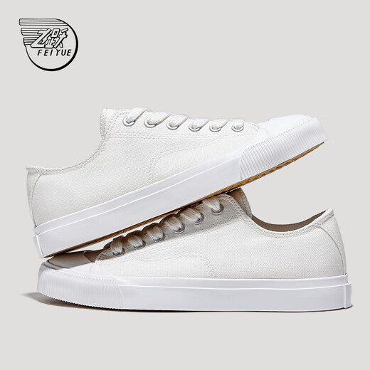 飞跃（Feiyue）帆布鞋男女款2024冬季新款低帮纯色运动休闲鞋子透气百搭情侣板鞋 白色 40