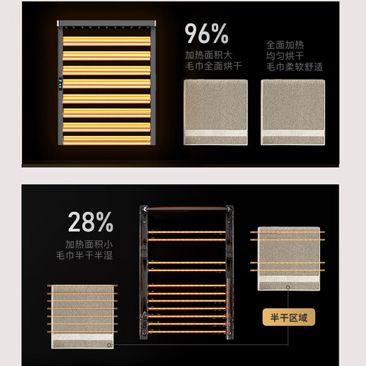 田园沐歌电热毛巾架免打孔浴室毛巾衣物烘干智能碳纤维加热卫生间置物架 枪灰T681WIFI版-左出线
