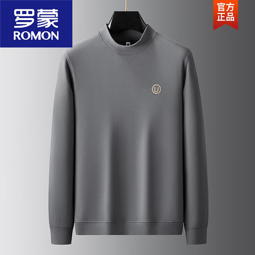Romon [Hitzespeicher und Wärme] Halbhoch-Hals-Samt-Basishemd für Männer 2024 Herbst und Winter Neues Schleifen mit langärmeligem T-Shirt Top Black 6630 m 100-120jin [Jin ist 0,5 kg]