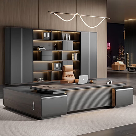 Chengyu boss desk office desk simple modern light luxury high-end paint office boss desk manager president executive desk 2.4m boss table + 2.4m filing cabinet + boss chair