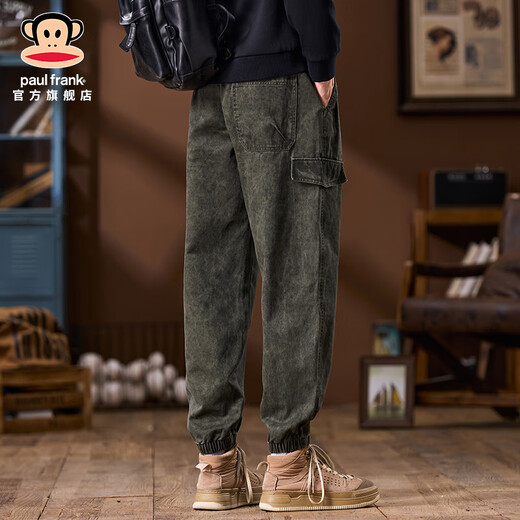 Big Mund Monkey (Paul Frank) Pure Cotton Dirty Work Casual Hosen für Männer Frühling und Herbst Neue amerikanische trendige, lose Bindungen vielseitige Männerhosen 9858H Erde Farbe [offizielle authentische] L [vorgeschlagen 110-130jin [Jin gleich 0,5 kg]]