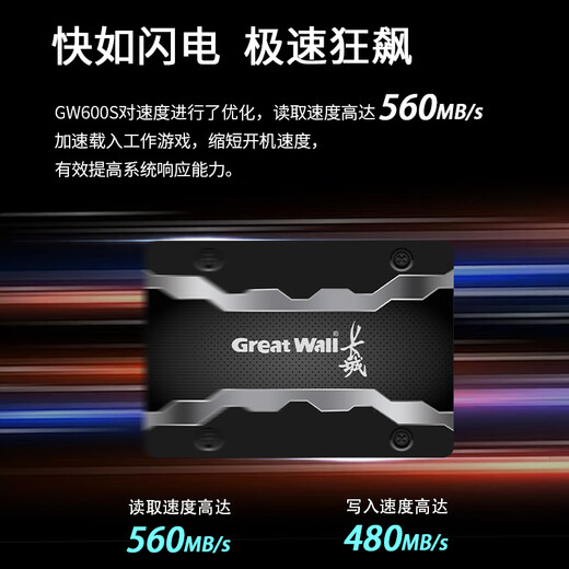 长城（Great Wall）512GB SSD固态硬盘 SATA3.0接口高速读写独立缓存 GW600S系列 读速560MB/S