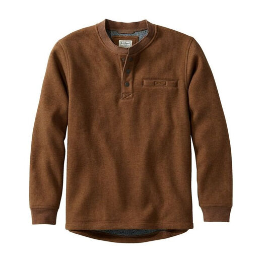 L.L.Bean men's sweater casual henley sweater autumn and winter warm comfortable soft bottoming middle-aged dad wear Charcoal Heather dark gray M suitable for net bust 107-112CM