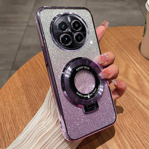 Xingyin royaume gt5pro Case de téléphone mobile REALME GT5por Protection Silicone Case RMX3888 Couverture complète Couverture complète Antifall Transparent Oppogt Soft Shell Oppo Men and Women Realme With Bracket TG5 [Smooth Powder - Dark Night Purple