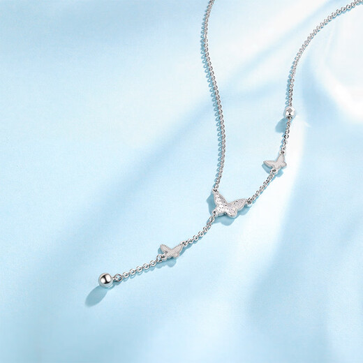 Liuguifu Jewelry Platinum Necklace for Women PT950 Butterfly Platinum Chain Clavicle Chain Birthday Gift for Girlfriend 3.90g Can write greeting cards + engraving