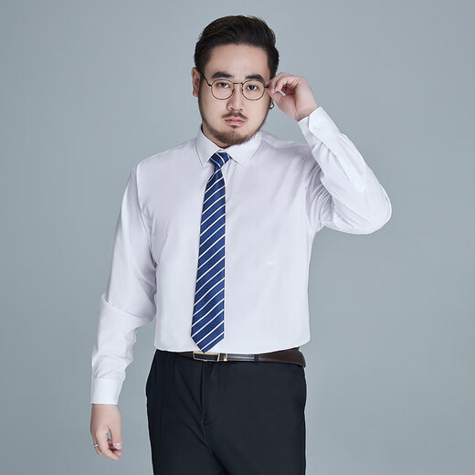 Ayou fat large size bamboo fiber long-sleeved shirt men's casual business loose elastic fat large size no-iron anti-wrinkle base shirt