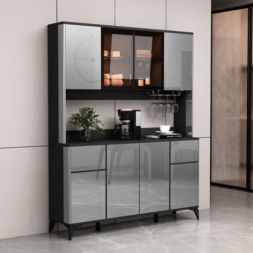 Jede Person träumt 2025 Neues leichter luxuriöses Sideboard Wohnzimmer Weinschrank Hausküchenschrank Schrank integrierter Wandstraßenschrank hellgraue Tür 180*40*200 Doppelschicht-einzelne Tür Tür