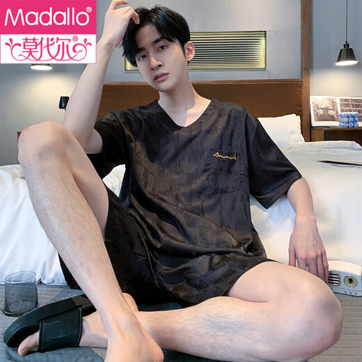 Pajamas modal de mascotas Summer Seda seda fría adolescente de manga corta ropa para el hogar simulada seda delgada de gran tamaño seda de hielo de verano s1473 hombres l