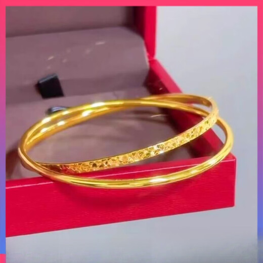 DL 1998 Fat Donglai same style 18K gold crushed ice bracelet k dragon scale double ring female gold bracelet bouncy bracelet for girls double ring bracelet 58 (suitable for 95-115 Jin Jin is equal to 0.5 kg)