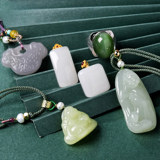Bracelets Jingruo Hetian Jade, une chose, une image, des bracelets de jade Hétian Duobao, des bracelets de gradient, des bracelets de jade en perles de jade, des hommes et des femmes JP1048 (avec certificat)