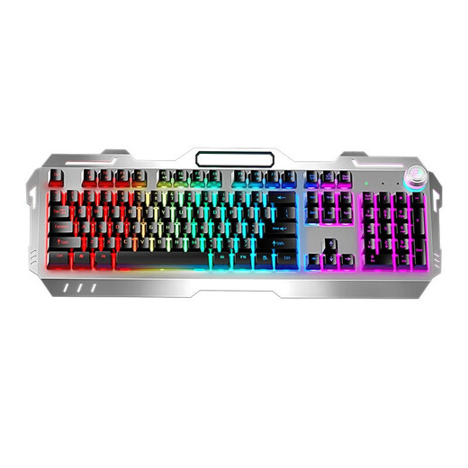 Forerunner True Mechanical Feel Keyboard and Mouse Set E-Sports Gaming Computer Wired Wireless Pad Keyboard and Mouse Three-piece Set Silver Ice Blue Light