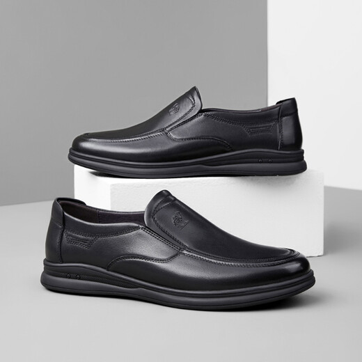 Camel (CAMEL) men's shoes, business casual shoes, middle-aged men's soft leather soft sole cowhide leather shoes for men A132287560-1 Black 39