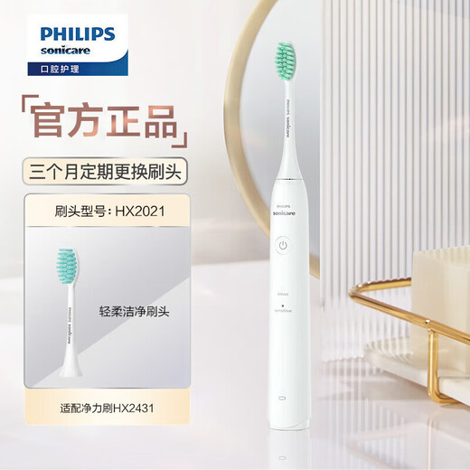 飞利浦（PHILIPS）电动牙刷S1成人情侣 入门款2种模式洁齿护龈净力刷 生日礼物送男女友 冰川白HX2431