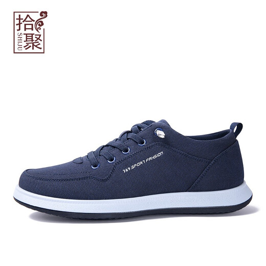 Shiju old Beijing cloth shoes men's shoes 2024 spring and autumn new lace-up versatile canvas shoes men's comfortable lightweight breathable casual shoes blue 38