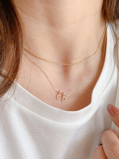 Baozha Korea pure 14K gold gold pendant exquisite full zirconium inlaid 26 letters clavicle chain pendant letter H single pendant