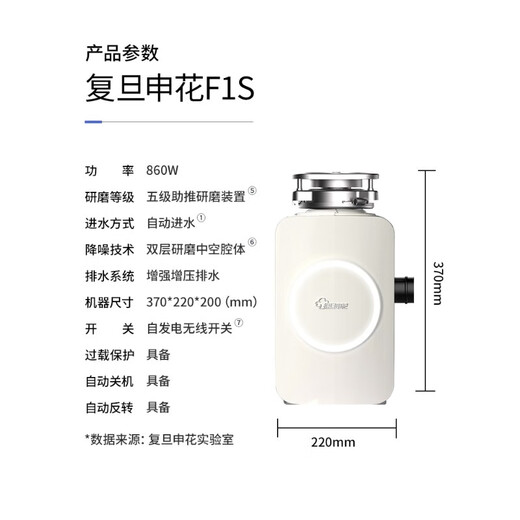 Fudan Shenhua garbage disposer automatic water inlet food waste crusher household kitchen food waste treatment F1S GT2 truffle white