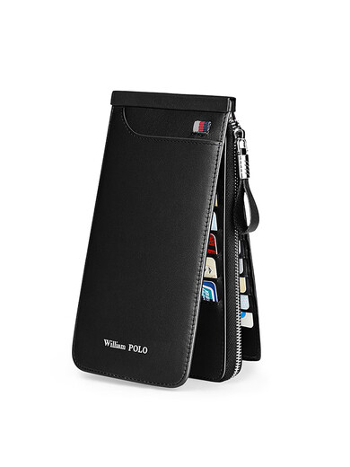 Williampolo Kaiser Paul Anti-Diebes-Bürsten 25 Multi-Card-Kartenpaket für Männerlizenzkartenkarten Karthahnhöhe Langes Reißverschluss Mobiltelefon Beutel Schwarz mit Theken Geschenkbox
