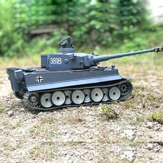 Henglong Gran Tigre alemán Tank Tank Model Car Model de juguete para niños Metal Track Boy Gift Professional Deluxe Edition (All Metal Wheel sin telescópico) 1800 mAh Batería