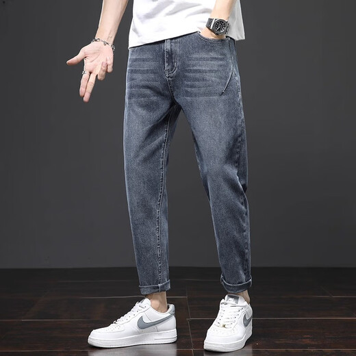Jeans for men 2024 new spring trend straight loose cropped pants Japanese stretch casual pants men 306 blue gray + 6621 blue 28 suggestions 90-105 suggestions 90-105