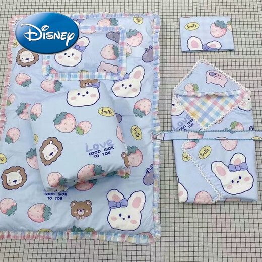 Disney (Disney) baby gift box newborn cotton twill quilt six-piece set cotton six-piece set newborn quilt bag quilt single off-white heart 100cm six-piece set