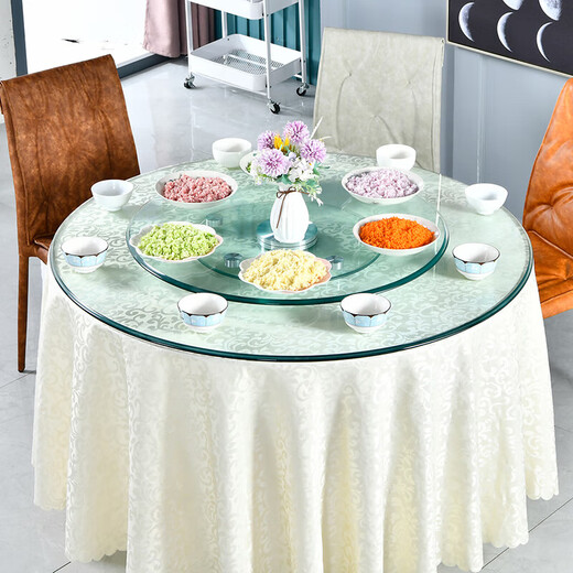 Zhuobo dining table turntable tempered glass turntable round table large base desktop rotating table BZP2 six auxiliary wheels 88cm