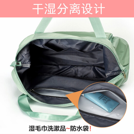 Kamika large capacity hand-held travel bag for women's luggage bag short-term travel bag for delivery bag shoulder travel bag folding duffel bag gray-green 36L expandable capacity