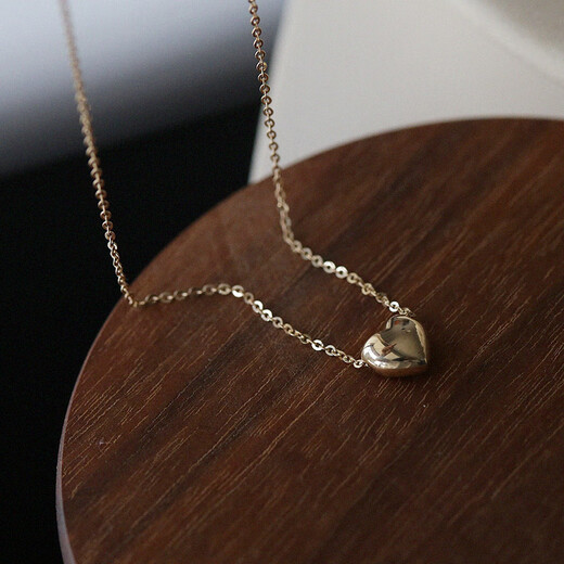 Baozha Jumei Korean gold 14K gold necklace heavy industry plain gold glossy single heart-shaped love peach heart pendant clavicle chain necklace one piece