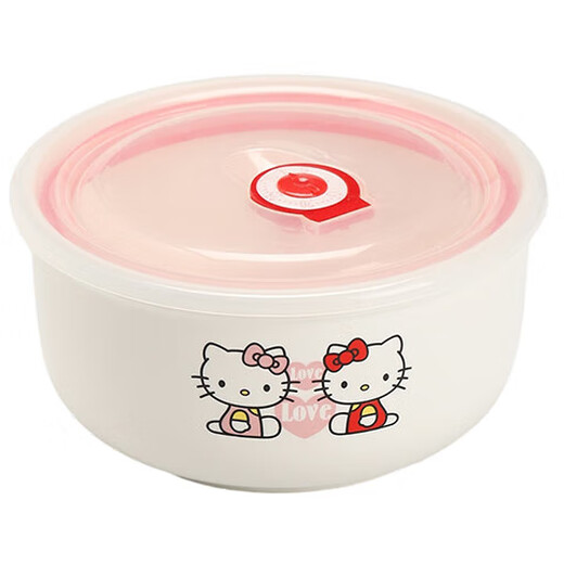 Instant noodle bowl with lid, ceramic fresh-keeping bowl, student microwave salad bowl, cartoon instant noodle bowl, 6-inch fresh-keeping bowl (random color)