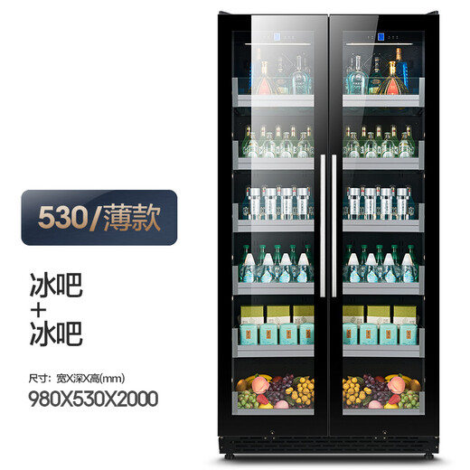 Zunbao BJD735 red wine cabinet constant temperature wine cabinet household commercial double-door integrated large-capacity beverage dry goods tea preservation refrigerator dual-temperature/double-door integrated 530 thin section ice bar + ice bar