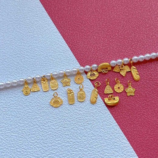 Shengli AU750 pure 18K gold accessories ancient gold chiseled Ruyi lock coin fortune tulip pendant diy bracelet 18K-702 18K gold Ruyi coin pendant