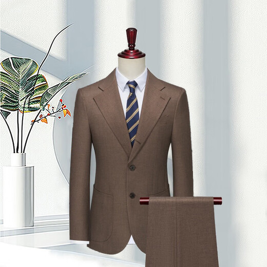 DVHNMK luxury brand men's suit suit men's formal wedding dress business casual single-breasted high-end suit beige (suit + trousers) ready for delivery M (recommended 95-110 Jin Jin equals 0.5 kg) ready for delivery