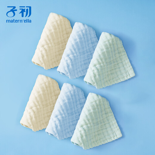 Zichu baby face towel, saliva towel, baby bubble cotton gauze square towel, 6 pack, 30*30cm