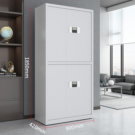 Xinjing Security Cabinet Electronic Password Cabinet Information File Cabinet Equipment Cabinet Steel Thickened Security File Cabinet Office Iron Cabinet White Pass Double Section Electronic Password Lock