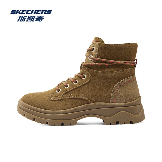 斯凯奇（Skechers）女鞋秋冬大黄靴马丁靴厚底增高户外中帮绑带运动休闲鞋113399 栗色/CSNT 36