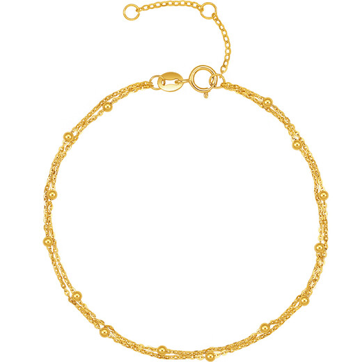 Saturday Fortune Yellow 18K Gold Simple Double Chain Color Gold Bracelet Birthday Gift C0713087 16+3cm