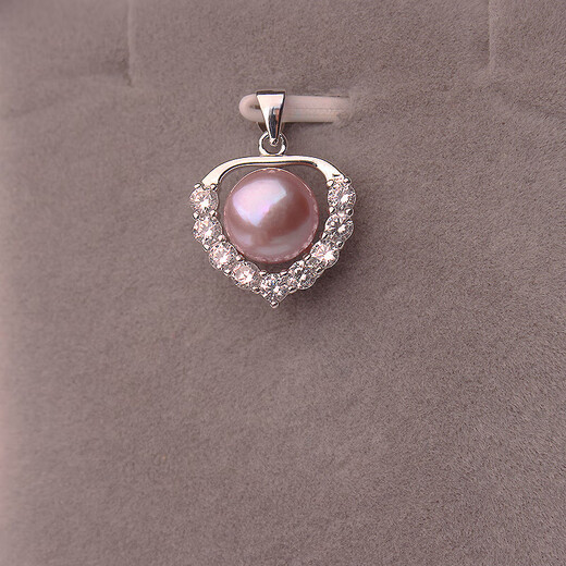 Jinshitong 9-10mm natural freshwater pearl pendant S925 all-over silver necklace clavicle chain short love style jewelry necklace purple pink single pendant does not include chain