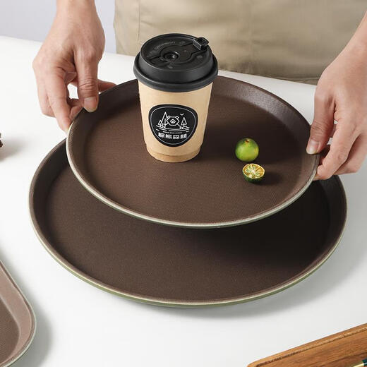 Xiongwochi non-slip plastic tray rectangular bar restaurant serving tray hotel supplies tableware round commercial 1400 round