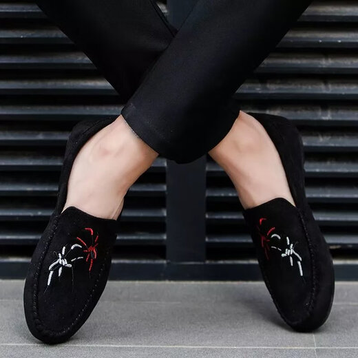 Tianguang old Beijing cloth shoes spring and autumn small-size bean shoes male student Korean style trendy society spirit guy versatile lazy shoes 829 black 42