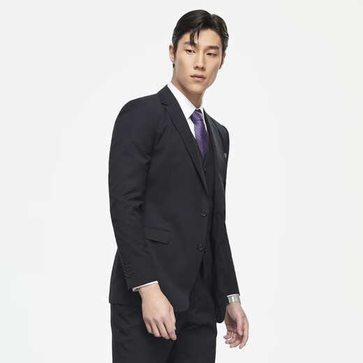 雅戈尔（YOUNGOR）套西上衣男630A款两粒单排扣标准版商务西服纯绵羊毛厚实保暖 黑色 L 175/96A