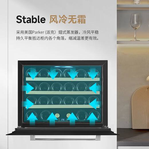 Jointtek Seamless Fully Embedded Wine Cabinet Ultra-Thin Household Refrigerator Cabinet Constant Temperature and Humidity Compressor Embedded In-Wall Fresh Cabinet Zero Embedded JC24S/Single Temperature/Black/Side Door 24 Bottles