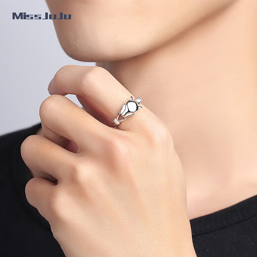 Miss JuJu pt950 platinum ring men's platinum ring men's domineering personality leopard head live adjustable opening large ring weighing 6.7-6.9 grams