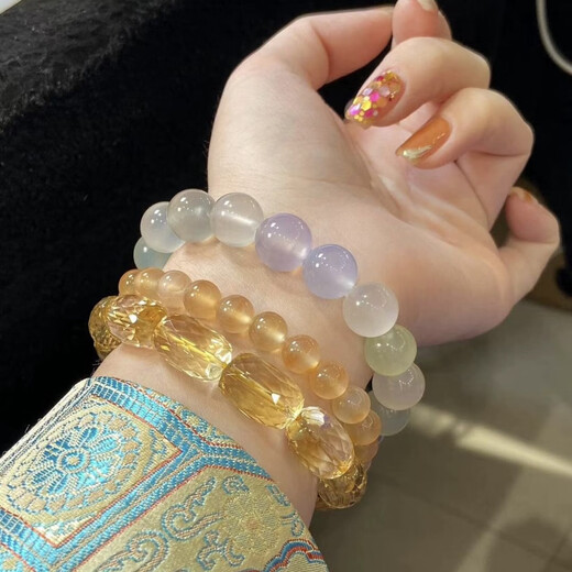 Ouyin chalcedony agate chalcedony bracelet 12mm size multi-treasure beads small fresh gift series chalcedony multi-treasure bracelet (beads 10mm) 18 pieces